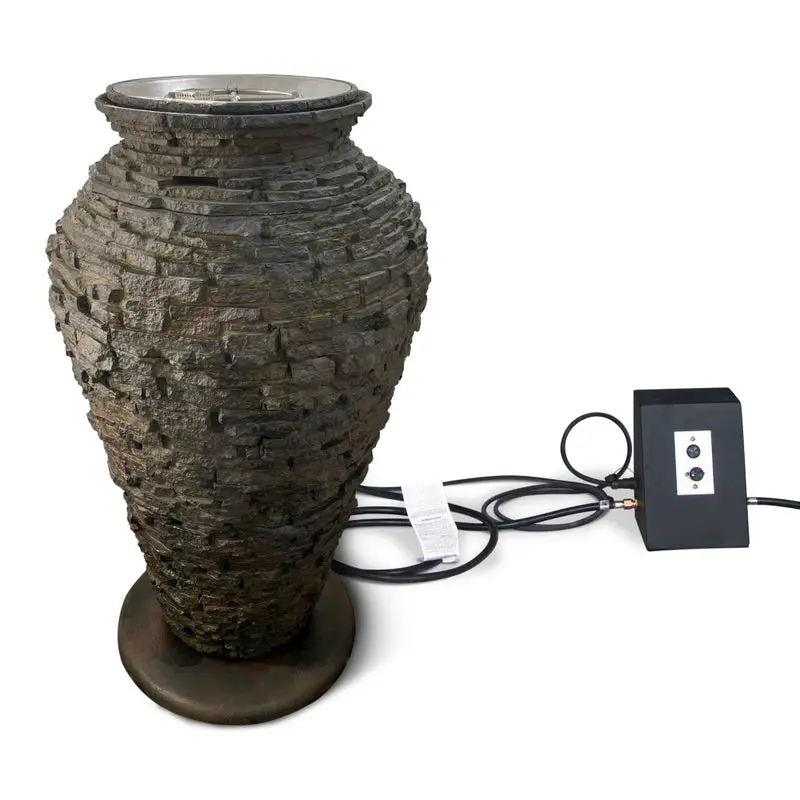 AQUASCAPE FIRE AND WATER STACKED SLATE URN – 55” H (140 CM)
