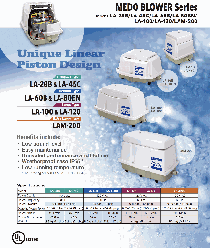[MEDLA-100-A1109-E1-0] Nitto Kohki Medo Linear Piston Compressor - 4.6 max cfm, 95 Watts