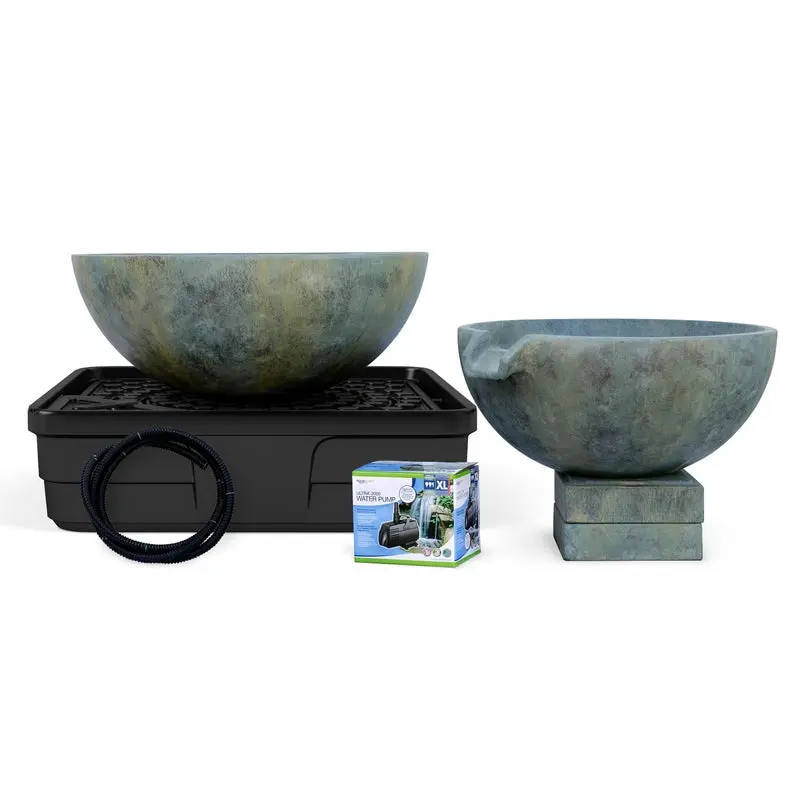 AQUASCAPE SPILLWAY BOWL AND BASIN FOUNTAIN KIT - PATINA - 32"/40" DIA (81/102 CM)