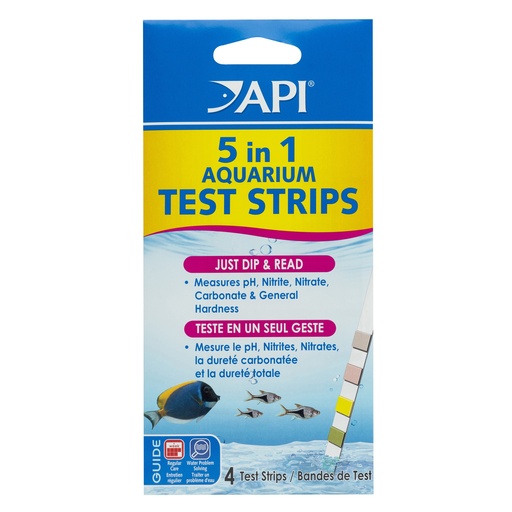 [AP33H] Mars Fishcare API 5-IN-1 TEST STRIPS Freshwater and Saltwater Aquarium Test Strips 4-Count Box