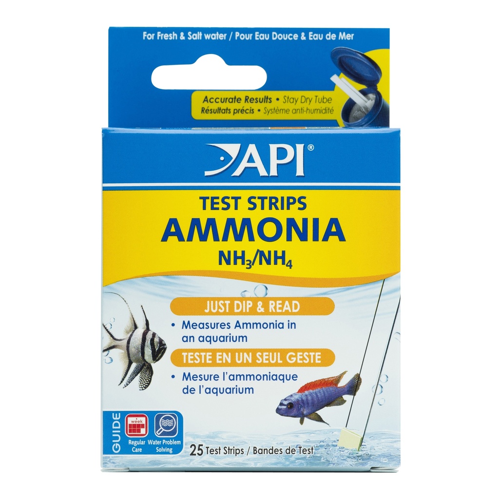 Mars Fishcare API AMMONIA TEST STRIPS Freshwater and Saltwater Aquarium Water Test Strips 25-Test Box