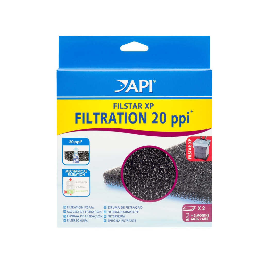 Mars Fishcare API FILSTAR XP FILTRATION FOAM 20 PPI Aquarium Canister Filter Filtration Pads 2-Count