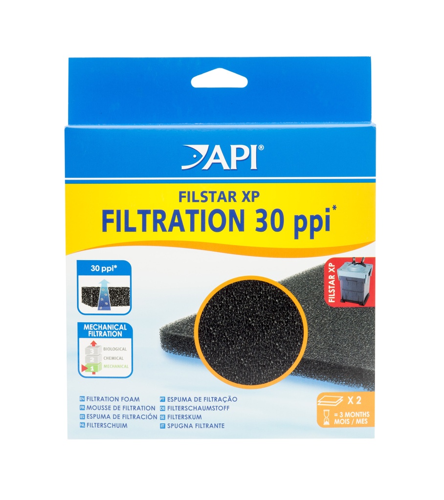Mars Fishcare API FILSTAR XP FILTRATION FOAM 30 PPI Aquarium Canister Filter Filtration Pads 2-Count