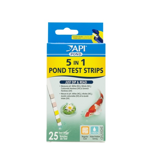 [AP164F] Mars Fishcare API POND 5 IN 1 POND TEST STRIPS Pond Water Test Strips 25-Count