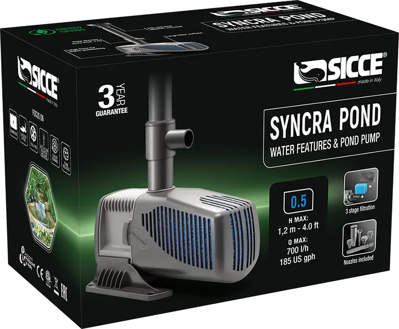 Sicce - SyncraPond 0.5 Pump with Fountain & Filter - 185 gph