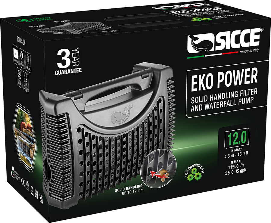 Sicce - EKO POWER 12 Pond Pump - 3500 gphPowerful, Efficient Pumping for Koi and Ornamental Ponds