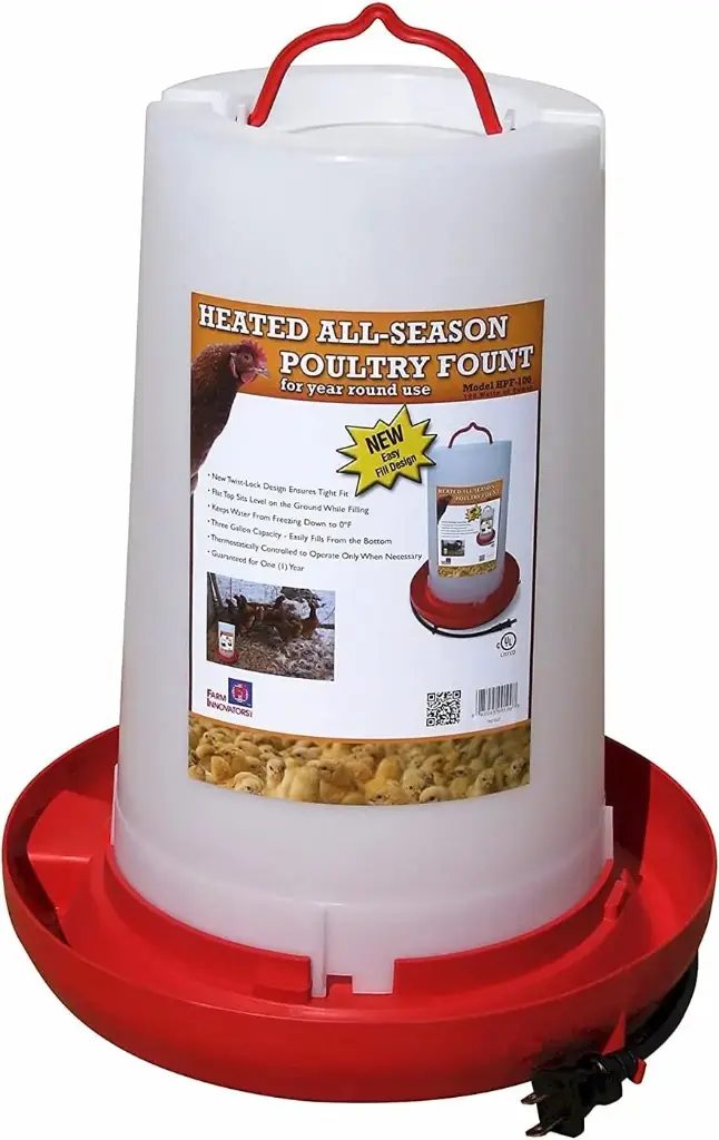 Farm Innovators "All-Seasons" Heated Plastic Poultry Fount - 3 Gal. 