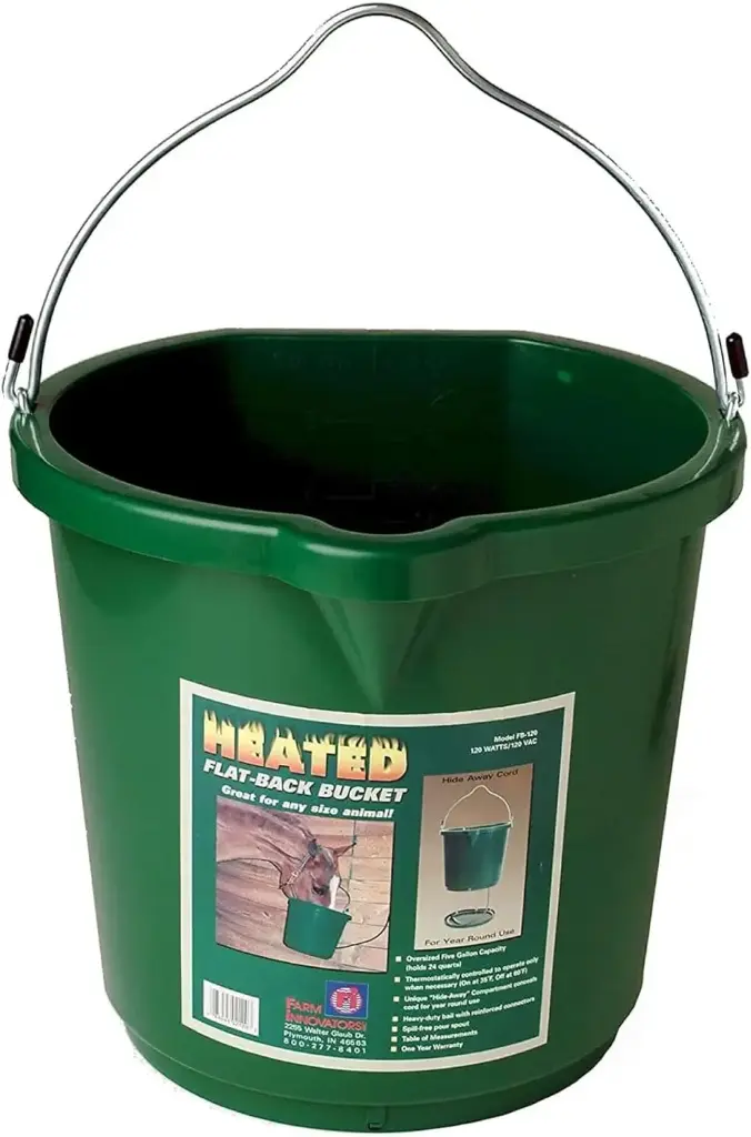 Farm Innovators "All Seasons" Oversized 5-Gallon Heated Flat-Back Bucket 