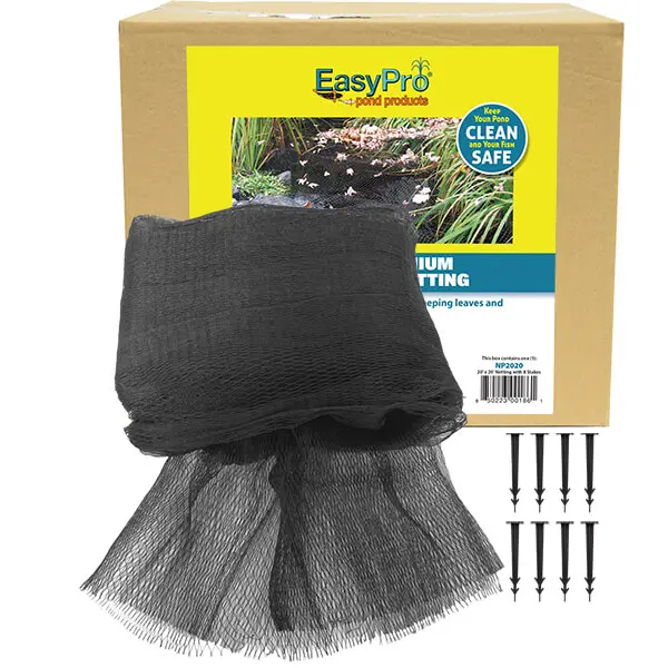 Easy Pro 3/4" / 20' X 20' Prepackaged Premium Pond Cover Netting, includes 8 stakes