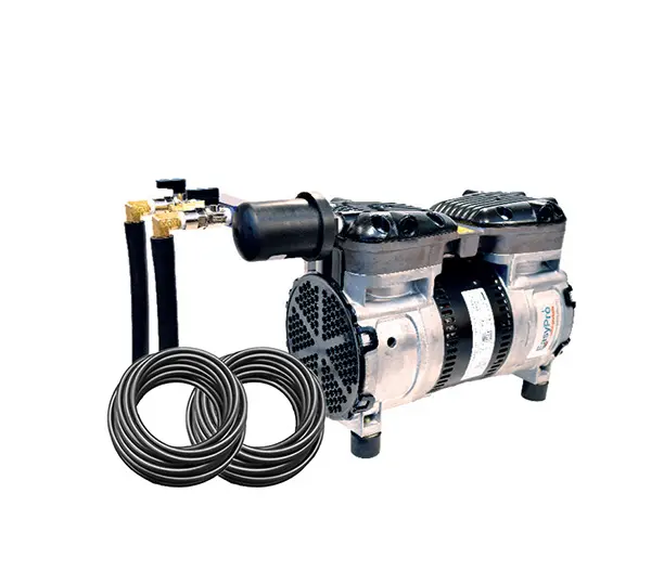 Easy Pro Rocking Piston Pond Aeration System- 1/2 HP 2 Valve Kit w/ Quick Sink Tubing (No Diffusers)