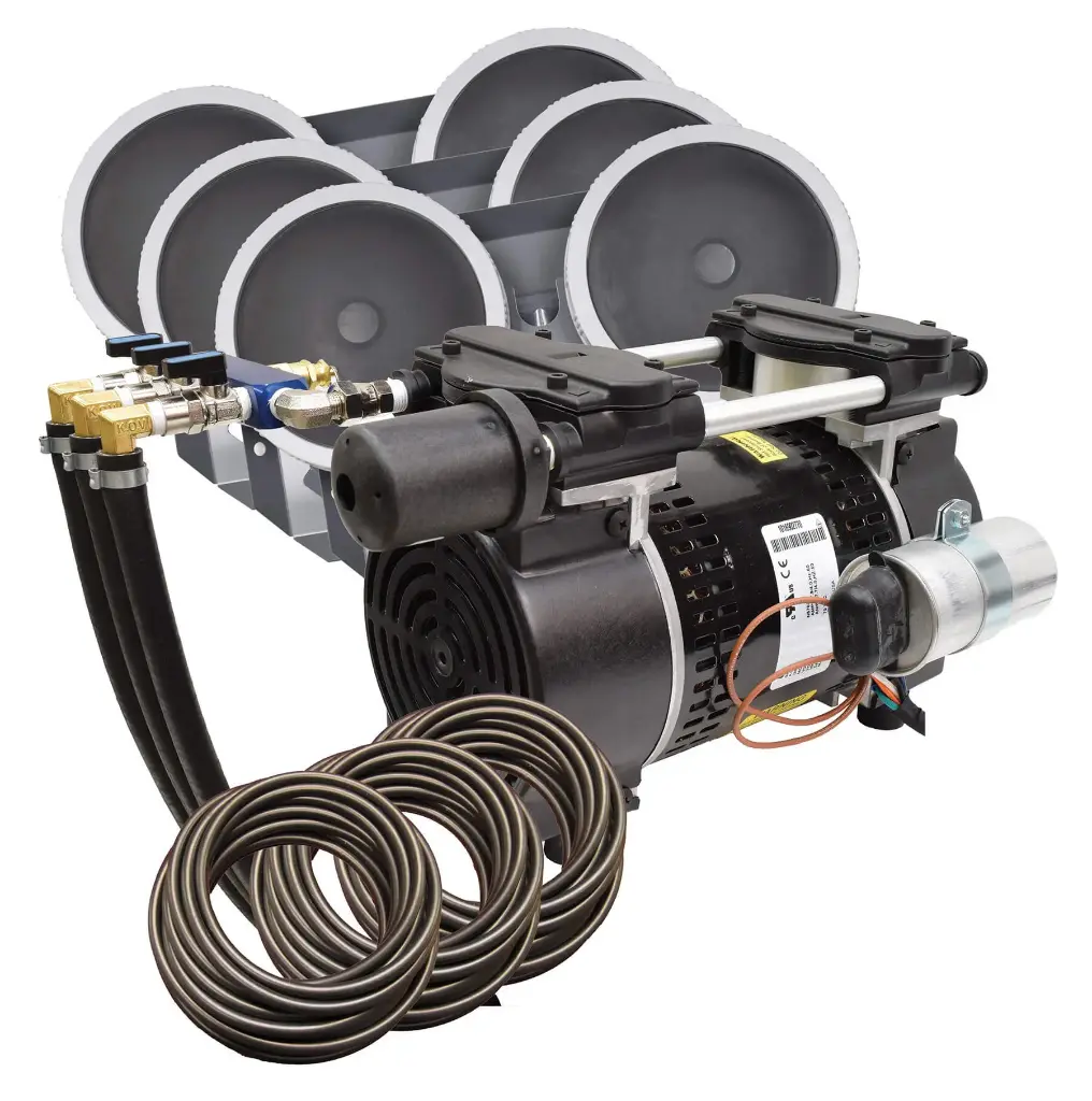 Easy Pro Rocking Piston Pond Aeration System- 3/4 HP 3 Valve Kit w/ Quick Sink Tubing