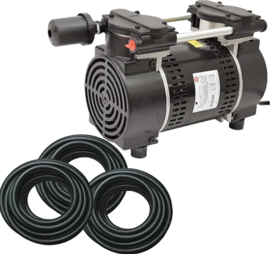 Easy Pro Rocking Piston Pond Aeration System- 3/4 HP 3 Valve Kit w/ Quick Sink Tubing (No Diffusers)