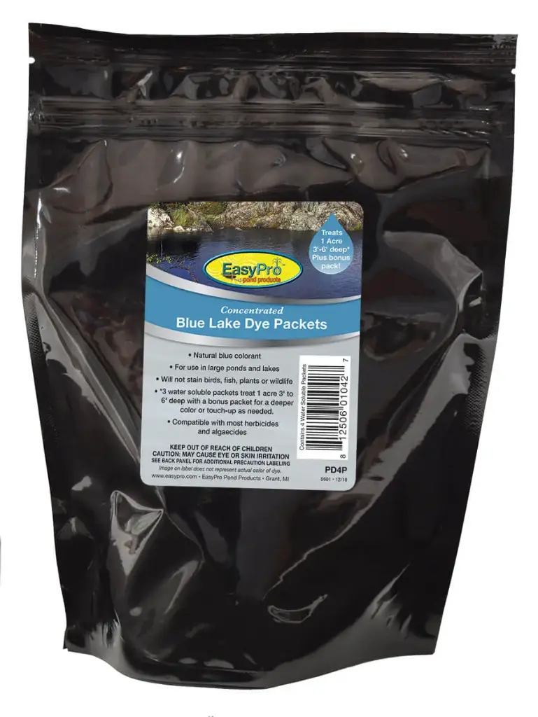 Easy Pro Concentrated Blue Pond Dye - Dry - WSP - 4 pack, standup pouch - 20 pouches, 80 WSP