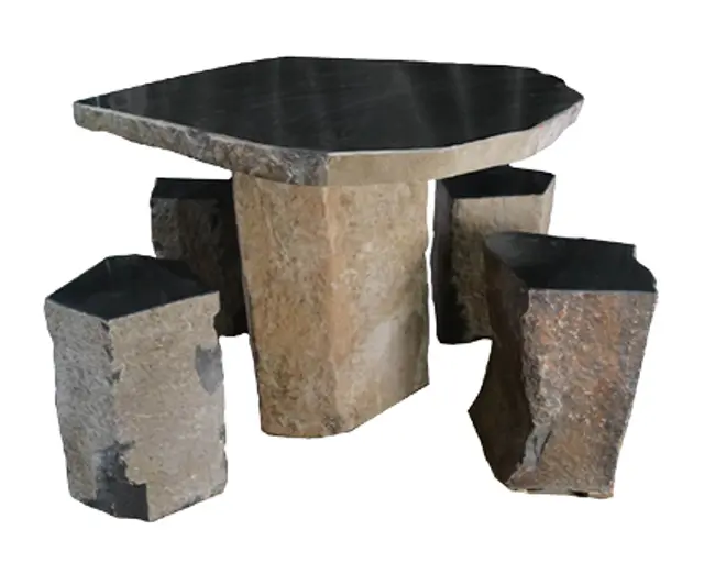 Anjon Manufacturing Polished Table with Stools (Flat Edge)