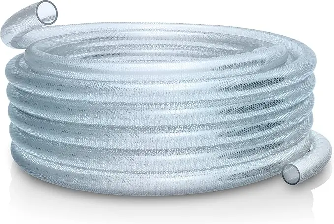 Alpine  3/8" I.D. X 0.594" O.D. PVC Clear Braided Tubing x 100' Coil