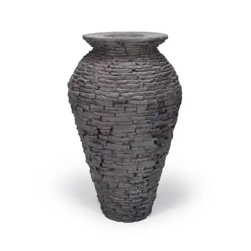 [AQS78207] AQUASCAPE STACKED SLATE URN - 45" H (114 CM)