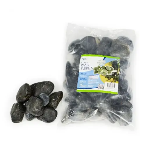[AQS78160] AQUASCAPE DECORATIVE RIVER PEBBLES - BLACK 22 LB / 10 KG BAG