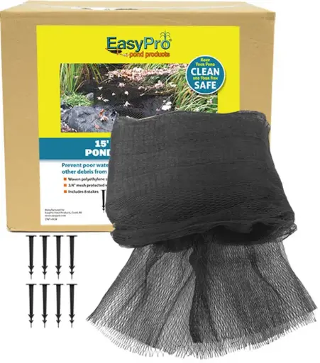 [EAPRNP1515] Easy Pro 3/4" / 15' X 15' Prepackaged Premium Pond Cover Netting, includes 8 stakes