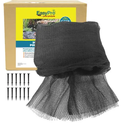 [EAPRNP3030] Easy Pro 3/4" / 30' X 30' Prepackaged Premium Pond Cover Netting, includes 12 stakes
