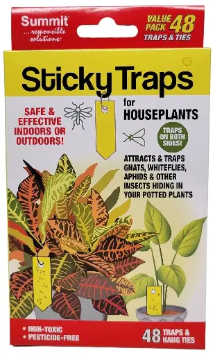 [SUM186-12] Summit STICKY TRAPS Houseplant Insect Traps 48 count (3 - 48 ct displays per case)