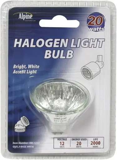 [TURBL1220] Alpine  20 Watt 12 V Halogen Bulb (MR16)-Display Box of 12